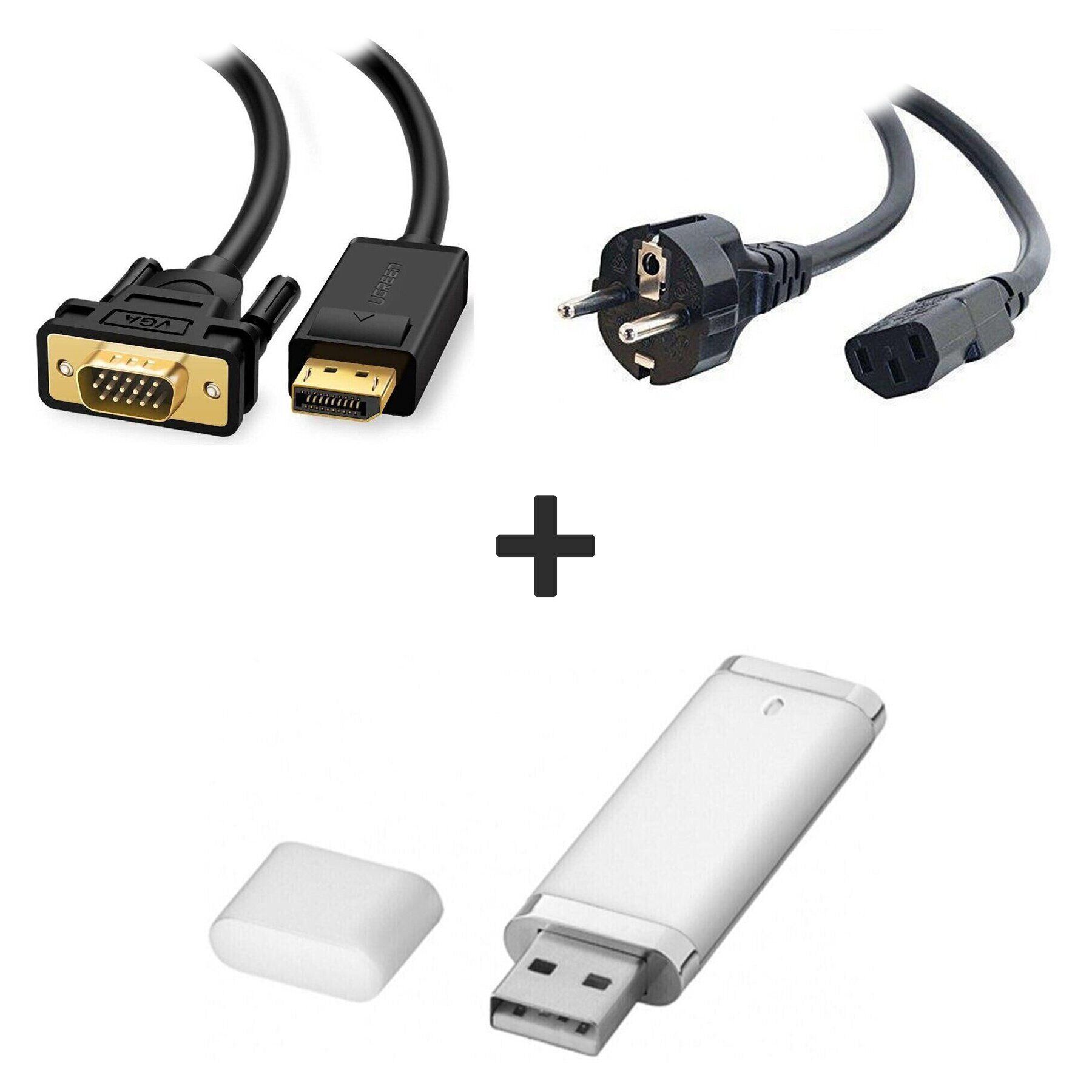 Кабель з DisplayPort на VGA + Кабель живлення + Флеш пам