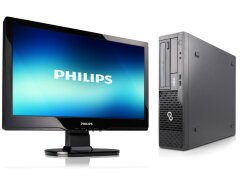 Комплект ПК: Fujitsu Esprimo E500 E85+ SFF / Intel Core i3-2120 (2 (4) ядра по 3.3 GHz) / 8 GB DDR3 / 120 GB SSD / Intel HD Graphics 2000 / DVD-ROM + Монитор Philips 160E / 16" (1366x768) TN / 1x VGA