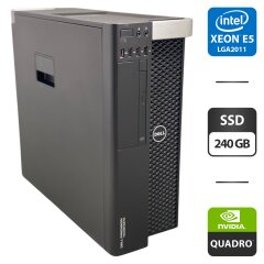 Робоча станція Dell Precision T5810 Tower / Intel Xeon E5-2697 v3 (14 (28) ядра по 2.6 - 3.6 GHz) / 64 GB DDR4 / 240 GB SSD / nVidia Quadro K2200, 4 GB GDDR5, 128-bit / DVD-ROM