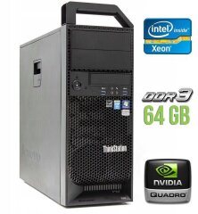 Робоча станція Lenovo ThinkStation S30 Tower / Intel Xeon E5-2630 (6 (12) ядер по 2.3 - 2.8 GHz) / 64 GB DDR3 / 240 GB SSD / nVidia Quadro 2000, 1 GB GDDR5, 128-bit / 610W / DVI / DisplayPort