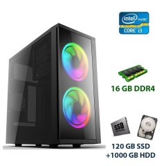 Игровой ПК Gamepc 2E Basis (RD858) / Intel Core i3-10100F (4 (8) ядра по 3.6 - 4.3 GHz) / 16 GB DDR4 / 120 GB SSD+1000 GB HDD / nVidia GeForce GTX 1060, 3 GB GDDR5, 192-bit / 500W