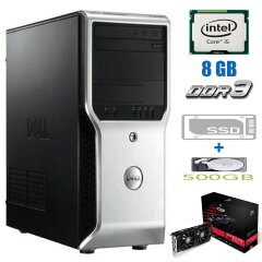 DELL Precision T1500 Tower / Intel Core i5-750 (4 ядра по 2.66GHz) / 8 GB DDR3 / 120GB SSD NEW+500 GB HDD / AMD Radeon RX470 4GB GDDR5 256-bit / 500W NEW