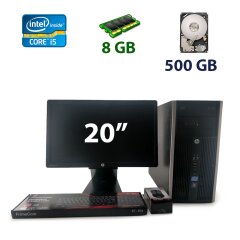 HP Compaq 8200 Elite Tower / Intel Core i5-2400 (4 ядра по 3.1 - 3.4 GHz) / 8 GB DDR3 / 500 GB HDD + HP EliteDisplay E201 / 20" / 1600x900 / 16:9 / WLED