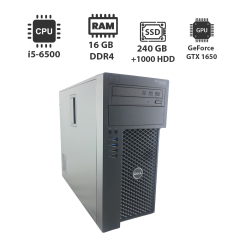 Ігровий ПК Dell Precision 3620 Tower / Intel Core i5-6500 (4 ядра по 3.2 - 3.6 GHz) / 16 GB DDR4 / 240 GB SSD + 1000 GB HDD / nVidia GeForce GTX 1650, 4 GB GDDR5, 128-bit / DVI, DP, HDMI