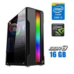 Ігровий ПК Tower NEW / Intel Core i5-3470 (4 ядра по 3.2 - 3.6 GHz) / 16 GB DDR3 / 240 GB SSD NEW + 500 GB HDD / nVidia GeForce GTX 1070, 8 GB GDDR5, 256-bit / 500W NEW