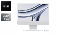 Моноблок Apple iMac M1 / 24" (4480x2520) IPS / Apple M1 (8 ядер по 3.2 GHz) / 16 GB DDR4 / 256 GB SSD / Apple M1 Graphics / WebCam / Silver / Клавиатура + мышка