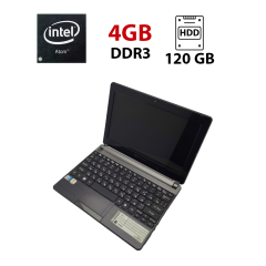 Нетбук Acer Aspire One / 10.1" (1024x768) TN / Intel Atom N2600 (2 (4) ядра по 1.6 GHz) / 4 GB DDR3 / 120 GB HDD / Intel HD Graphics / WebCam / Не держит