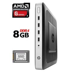 Неттоп HP t630 Thin Client USFF / AMD G-Series GX-420GI (4 ядра по 2.0 - 2.2 GHz) / 8 GB DDR4 / 128 GB SSD / AMD Radeon R7E / USB 3.0 / DisplayPort