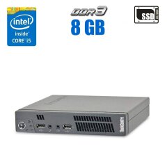 Неттоп Lenovo ThinkCentre M72e Tiny / Intel Core i5-3470T (2 (4) ядра по 2.9 - 3.6 GHz) / 8 GB DDR3 / 240 GB SSD / Wi-Fi / Intel HD Graphics 2500