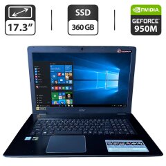 Ноутбук Б-класс Acer Aspire E5-774 / 17.3" (1600x900) TN / Intel Core i5-7200U (2 (4) ядра по 2.5 - 3.1 GHz) / 16 GB DDR4 / 360 GB SSD / nVidia GeForce 950M, 4 GB GDDR3, 128-bit / WebCam / DVD-ROM