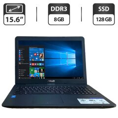 Ноутбук Б-клас Asus R557L / 15.6" (1366x768) TN / Intel Core i3-5005U (2 (4) ядра по 2.0 GHz) / 8 GB DDR3 / 128 GB SSD / Intel HD Graphics 5500 / WebCam / VGA