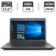Ноутбук Б-клас Lenovo ThinkPad E540 / 15.6" (1366x768) TN / Intel Core i3-4000M (2 (4) ядра по 2.4 GHz) / 8 GB DDR3 / 500 GB SSD NEW / Intel HD Graphics 4600 / WebCam / DVD-ROM / VGA / Windows 10 Pro