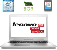 Ноутбук Lenovo IdeaPad 510-15IKB / 15.6" (1920x1080) IPS / Intel Core i7-7500U (2 (4) ядра по 2.7 - 3.5 GHz) / 8 GB DDR4 / 256 GB SSD / Intel HD Graphics 620 / WebCam / DVD-RW / HDMI