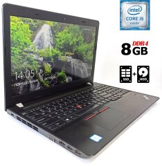 Ноутбук Lenovo ThinkPad E570 / 15.6" (1366x768) TN / Intel Core i5-6200U (2 (4) ядра по 2.3 - 2.8 GHz) / 8 GB DDR4 / 128 GB SSD + 1000 GB HDD / Intel HD Graphics 520 / WebCam / HDMI