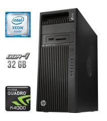 Робоча станція HP Workstation Z440 Tower / Intel Xeon E5-1630 v3 (4 (8) ядер по 3.7 - 3.8 GHz) / 32 GB DDR4 ECC / 240 GB SSD / nVidia Quadro K4000, 3 GB GDDR5, 192-bit / 700W / DVD-RW / DVI / DisplayPort