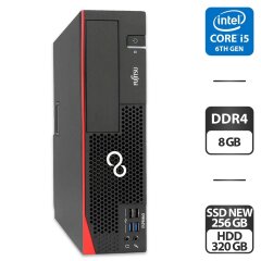 Компьютер Fujitsu Esprimo D757 E90 SFF / Intel Core i5-6500 (4 ядра по 3.2 - 3.6 GHz) / 8 GB DDR4 / 256 GB SSD NEW + 320 GB HDD / Intel HD Graphics 530 / DVI