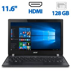 Нетбук Б-класс Acer TravelMate B113 / 11.6" (1366x768) TN / Intel Celeron 887 (2 ядра по 1.5 GHz) / 4 GB DDR3 / 128 GB SSD / Intel HD Graphics / WebCam / Усиленная АКБ