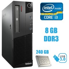 Компьютер Lenovo M83 SFF / Intel Core i3-4130 (2(4) ядра по 3.4GHz) / 8GB DDR3 / 240 GB SSD / USB 3.0 