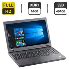 Ноутбук Б-класс Lenovo ThinkPad T540p / 15.6" (1920x1080) TN / Intel Core i5-4300M (2 (4) ядра по 2.6 - 3.3 GHz) / 16 GB DDR3 / 480 GB SSD / Intel HD Graphics 4600 / WebCam