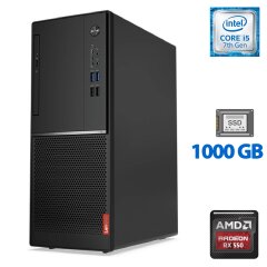 Комп'ютер Lenovo V520-15IKL Tower / Intel Core i5-7400 (4 ядра по 3.0 - 3.5 GHz) / 32 GB DDR4 / 1000 GB SSD / AMD Radeon RX 550, 4 GB GDDR5, 128-bit / DVD-ROM / Windows 11 Pro