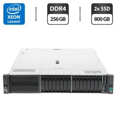 Сервер HP ProLiant DL380 Gen10 (8x 2.5 SFF, 8x 2.5 U2 NVMe) 2U Rack / 2x Intel Xeon Gold 6138 (20 (40) ядра по 2.0 - 3.7 GHz) / 256 GB DDR4 / 2x 800 GB SSD (SAS) / RAID HP Smart Array P408 / 2x 500W + 2 корзины для HDD