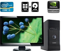 Комплект ПК: GameMax Tower / Intel Core i5-3570 (4 ядра по 3.4 - 3.8 GHz) / 8 GB DDR3 / 128 GB SSD+320 GB HDD / nVidia GeForce GTS 250, 1 GB GDDR3, 256-bit + Монитор Б-класс Fujitsu SL3260W / 25.5" (1920x1200) TN / VGA, HDMI + Кабели, мышка и клавиатура