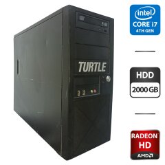 Компьютер Б-класс Turtle Tower / Intel Core i7-4770 (4 (8) ядра по 3.4 - 3.9 GHz) / 16 GB DDR3 / 2000 GB HDD / AMD Radeon HD 5770, 1 GB GDDR5, 128-bit / DVD-ROM / 430W