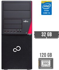 Компьютер Fujitsu Esprimo P720 E90+ Tower / Intel Core i5-4590 (4 ядра по 3.3 - 3.7 GHz) / 32 GB DDR3 / 120 GB SSD / Intel HD Graphics 4600 / DisplayPort / DVI