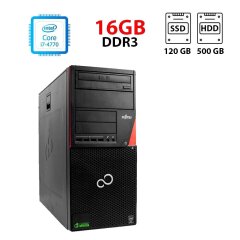 Компьютер Fujitsu Esprimo P920 Tower / Intel Core i7-4770 (4 (8) ядра по 3.4 - 3.9 GHz) / 16 GB DDR3 / 120 GB SSD + 500 GB HDD / Intel HD Graphics 4600