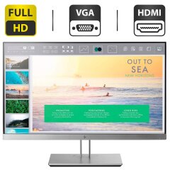 Монитор HP EliteDisplay E233 / 23" (1920x1080) IPS / VGA, HDMI, DP, USB-Hub / VESA 100x100 / Pivot + Кабель питания