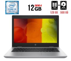 Ноутбук Б-класс HP Probook 640 G4 / 14" (1920x1080) IPS / Intel Core i5-8350U (4 (8) ядра по 1.7 - 3.6 GHz) / 12 GB DDR4 / 128 GB SSD + 500 GB HDD / Intel UHD Graphics 620 / WebCam / Fingerprint / USB 3.1 / HDMI