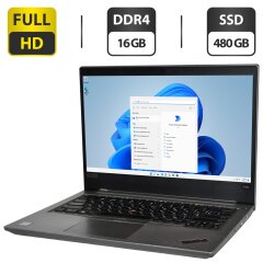 Ноутбук Б-класс Lenovo ThinkPad E480 / 14" (1920x1080) IPS / Intel Core i5-7200U (2 (4) ядра по 2.5 - 3.1 GHz) / 16 GB DDR4 / 480 GB SSD / Intel UHD Graphics 620 / WebCam / Windows 11 Pro