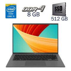 Ультрабук LG Gram 14 / 14" (1920x1200) IPS / Intel Core i5-1135G7 (4 (8) ядра по 2.4 - 4.2 GHz) / 8 GB DDR4 / 512 GB SSD / Intel Iris Xe Graphics / WebCam