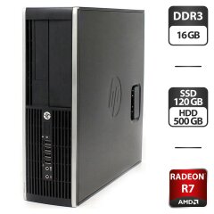 Ігровий ПК HP Compaq Pro 6300 SFF / Intel Core i5-3470 (4 ядра по 3.2 - 3.6 GHz) / 16 GB DDR3 / 120 GB SSD + 500 GB HDD / AMD Radeon R7 350, 4 GB GDDR3, 128-bit + USB Wi-Fi адаптер, перехідник на вибір (DisplayPort-VGA, DVI-VGA, DVI-HDMI)