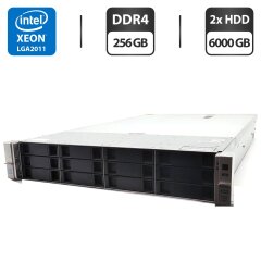 Сервер HP ProLiant DL380 Gen9 (4 LFF) 2U Rack / 2x Intel Xeon E5-2680 v4 (14 (28) ядра по 2.4 - 3.3 GHz) / 256 GB DDR4 / 2x 6000 GB HDD (SAS) / RAID HP Smart Array P440ar / 2x 500W