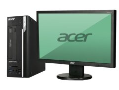 Комплект ПК: Acer Veriton X2632G SFF / Intel Сore i3-4160 (2 (4) ядра по 3.5 GHz) / 8 GB DDR3 / 500 GB HDD / Intel HD Graphics 4600 / DVD-RW + Монитор Acer V223HQL / 22" (1920x1080) TN / 1x DVI, 1x VGA / VESA 100x100