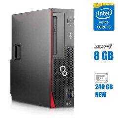 Компьютер Fujitsu Esprimo D757 SFF / Intel Core i5-7500 (4 ядра по 3.4 - 3.8 GHz) / 8 GB DDR4 / 240 GB SSD NEW / Intel HD Graphics 630/ DVI / DisplayPort