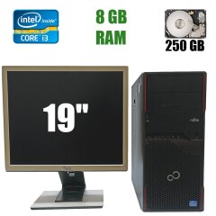 Fujitsu Esprimo P710 MT / Intel Core i3-3220 (2 (4) ядра по 3.30 GHz) / 8 GB DDR3 / 250 GB HDD + Монитор Fujitsu P19-3 / 19" (1280&times;1024) TFT PVA / 5:4 / VGA, DVI