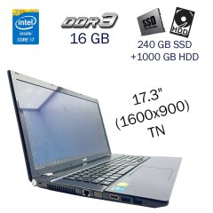 Игровой ноутбук Б класс Acer Aspire V3-772G / 17.3" (1600x900) TN / Intel Core i7-4702MQ (4 (8) ядра по 2.2 - 3.2 GHz) / 16 GB DDR3 / 240 GB SSD+1000 GB HDD / nVidia GeForce GT 750M, 4 GB GDDR5, 128-bit / WebCam
