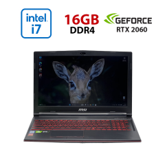 Игровой ноутбук MSI GL63 8SE-054US / 15.6" (1920x1080) IPS / Intel Core i7-8750H (6 (12) ядер по 2.2 - 4.1 GHz) / 16 GB DDR4 / 480 GB SSD / nVidia GeForce RTX 2060, 6 GB GDDR6, 192-bit / WebCam
