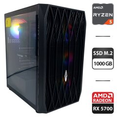 Ігровий ПК 1stPlayer Ariya AY7 Tower / AMD Ryzen 5 3600 (6 (12) ядер по 3.6 - 4.2 GHz) / 16 GB DDR4 / 1000 GB SSD M.2 / AMD Radeon RX 5700, 8 GB GDDR6, 256-bit / 500W + Кабелі DVI та живлення
