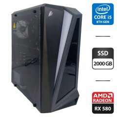 Игровой ПК 1stPlayer Rainbow R5 Tower / Intel Core i5-8400 (6 ядер по 2.8 - 4.0 GHz) / 16 GB DDR4 / 2000 GB SSD / AMD Radeon RX 580, 8 GB GDDR5, 256-bit / 500W + Кабели подключения
