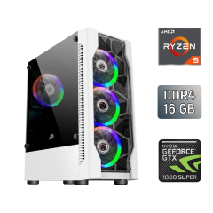 Игровой ПК 1stPlayer White ATX / AMD Ryzen 5 5500 (6 (12) ядер по 3.6 - 4.2 GHz) / 16 GB DDR4 / 512 GB SSD / nVidia GeForce GTX 1660 Super, 6 GB GDDR6, 192-bit / Chieftec BDF-500S 500 W / B450M