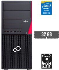 Компьютер Fujitsu Esprimo P720 E90+ Tower / Intel Core i5-4590 (4 ядра по 3.3 - 3.7 GHz) / 32 GB DDR3 / 500 GB HDD / Intel HD Graphics 4600 / DisplayPort / DVI