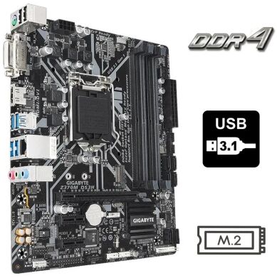 Материнская плата Gigabyte Z370M DS3H / Socket LGA1151 / USB 3.1 / M.2