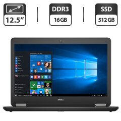 Нетбук Dell Latitude E7250 / 12.5" (1366x768) TN / Intel Core i7-5600U (2 (4) ядра по 2.6 - 3.2 GHz) / 16 GB DDR3 / 512 GB SSD / Intel HD Graphics 5500 / WebCam / HDMI / АКБ NEW