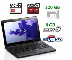 Нетбук Sony VAIO / 11.6" (1366x768) TN LED / AMD E2-1800 (2 ядра по 1.7 GHz) / 4 GB DDR3 / 320 GB HDD / AMD Radeon HD 7340 / USB 3.0 