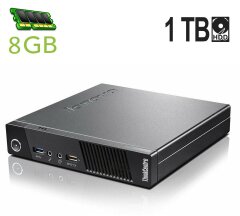 Неттоп Lenovo ThinkCentre M93 Tiny USFF / Intel Pentium G3220T (2 ядра по 2.6 GHz) / 8 GB DDR3 / 1000 GB HDD / Intel HD Graphics / DisplayPort / Блок питания в комплекте