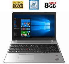 Ноутбук Б-класс Lenovo ThinkPad E570 / 15.6" (1920x1080) TN / Intel Core i5-7200U (2 (4) ядра по 2.5 - 3.1 GHz) / 8 GB DDR4 / 240 GB SSD / Intel HD Graphics 620 / WebCam / DVD-ROM / HDMI