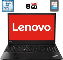Ноутбук Lenovo ThinkPad E580 / 15.6" (1366x768) TN / Intel Core i5-7200U (2 (4) ядра по 2.5 - 3.1 GHz) / 8 GB DDR4 / 256 GB SSD / Intel HD Graphics 620 / WebCam / Fingerprint / USB 3.1 / HDMI